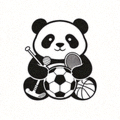 熊猫体育 Logo - 一只可爱的熊猫手持足球和篮球